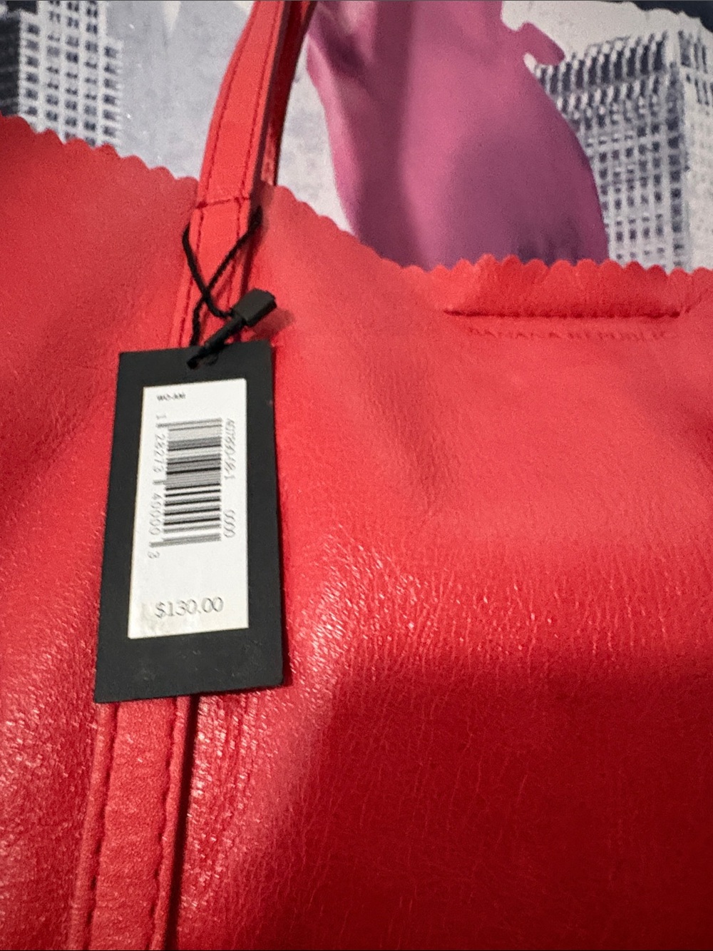 Banana Republic Pale Red Leather Scalloped-Top Tote - Picture 6 of 16